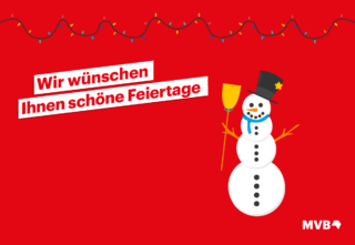 MVB Grafik zu Weihnachten auf der steht "Wir wünschen Ihnen schöne Feiertage"
