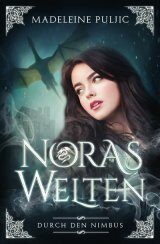 Buchcover mit einer Frau mit braunen Haaren, über die ein Drache fliegt